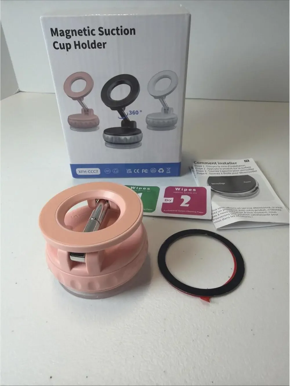 Magnetic Suction Cup Phone Holder ~ Pink